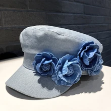 1pc Cowboy Rose Flower Navy Hat/Newsboy Hat, Retro Holiday Style, Eye-Catching And Versatile, A Must-Have For Going Out, Parties, Dates, Multiple Colors Available