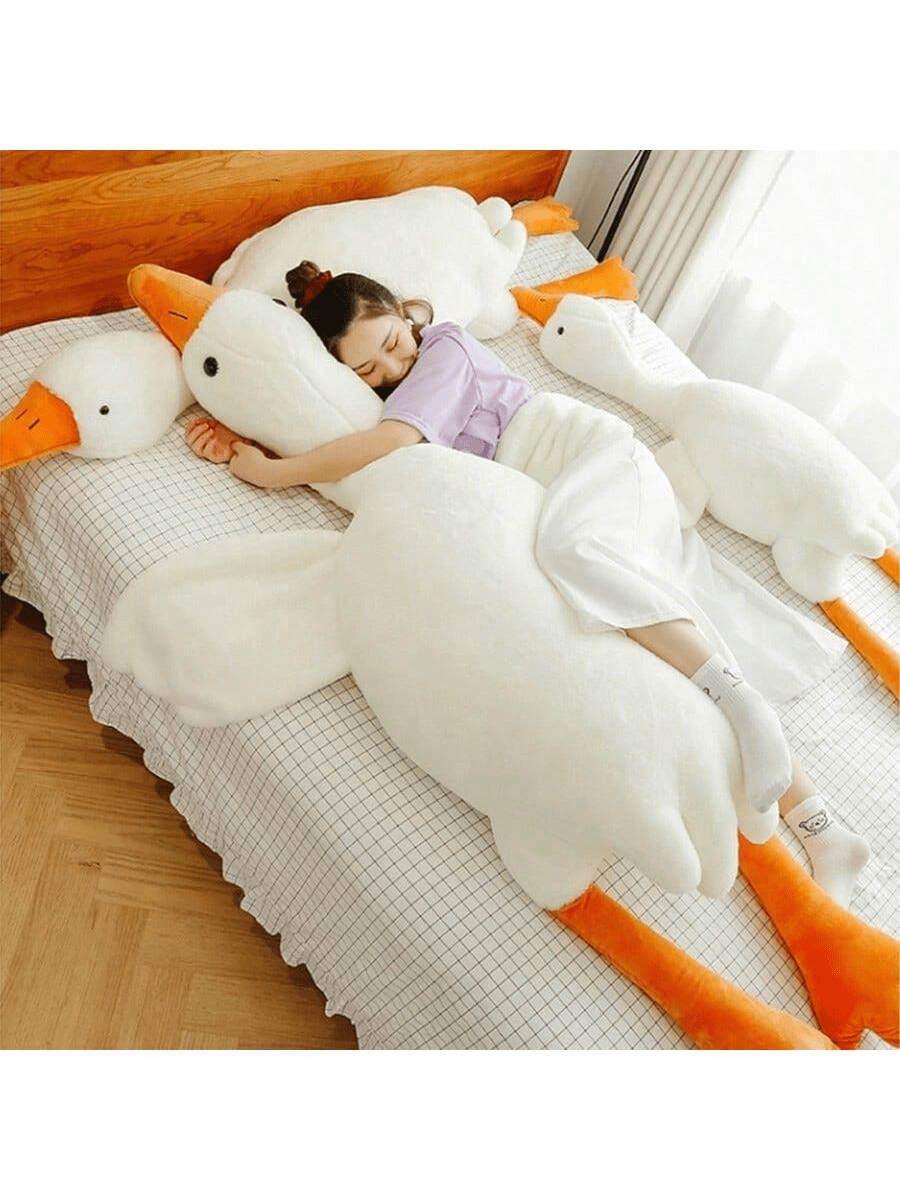 Muñeco de peluche grande y blanco en forma de ganso, juguete de peluche suave y relleno como almohada para dormir, regalo de cumpleaños/festivo para niños, 2025