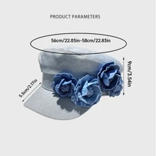 1pc Cowboy Rose Flower Navy Hat/Newsboy Hat, Retro Holiday Style, Eye-Catching And Versatile, A Must-Have For Going Out, Parties, Dates, Multiple Colors Available