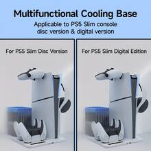 Cooling Stand For Playstation5 Slim Cooling Station With Dual Controller Charging Base For Playstation 5 Slim Disc And Digital, Handle Charger Station, Cooling Fan, Headset Holder - White - View 4