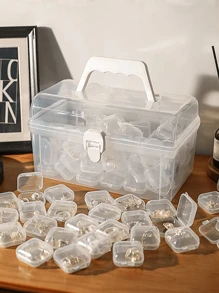 1 pieza/5 piezas/10 piezas/20 piezas Caja de almacenamiento de joyas simple y transparente, resistente a la oxidación, caja de almacenamiento de anillos portátil a prueba de polvo para mujer, organizador de almacenamiento, artículos esenciales de viaje, regreso a la escuela, almacenamiento de dormitorio, decoración de otoño