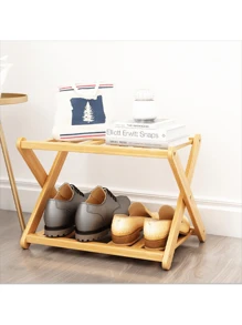 Nordic Style Bamboo Shoe Rack & Plant Stand, 2/3/4-Tier X-Shaped Frame Design,Ideal For Balcony/Living Room/Dorm/Entryway | Moisture-Resistant Home Storage Shelf | Space-Saving Corner Shelf,Space-Saving Multi-Functional