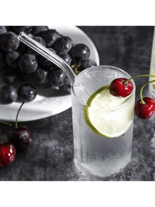 1 JUEGO Surtido de Pajitas de Vidrio Transparente, Pajitas de Vidrio Transparente Recalentables, Pajitas de Colores Creativas para Batidos, Cócteles y Bebidas - Resistentes al Calor y Saludables - Cepillo de Limpieza Incluido (Varias Combinaciones), Útiles Escolares