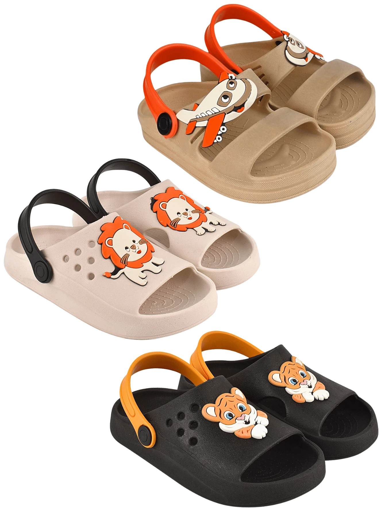 Kit 3 Pairs Of Sandals, Easy To Put On, Boys' Sandals, Baby Sandals, Boys' Sandals