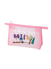 网眼化妆包，发饰图案，多功能化妆包，可收纳发夹、发带等，红色气垫便携收纳包，化妆包，护肤包，旅行必备，宿舍用品，浴室收纳，珠宝收纳，唇油和化妆品收纳包，书包，节日必备化妆包，化妆品收纳，婚礼新娘礼物，母亲节礼物，生日礼物，送给朋友和老师的礼物