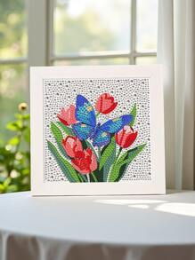Blumen und Schmetterlinge Diamantmalerei-Set für Erwachsene & Anfänger - 15x15cm 5D Voll-Bohrstellen Wandkunst, Diamant-Art DIY Bastelbedarf mit Diamant-Art Zubehör (Kunst und Handwerk, DIY Wandkunst, Bastelset, Basteln für Erwachsene)
