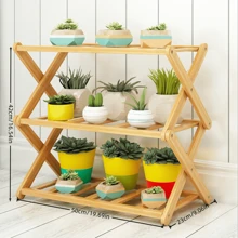 Nordic Style Bamboo Shoe Rack & Plant Stand, 2/3/4-Tier X-Shaped Frame Design,Ideal For Balcony/Living Room/Dorm/Entryway | Moisture-Resistant Home Storage Shelf | Space-Saving Corner Shelf,Space-Saving Multi-Functional