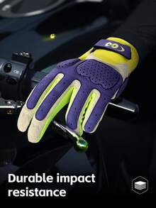 1 Pair Golovejoy Vintage Motorcycle Gloves, Outdoor Riding Thickened Anti-Scratch Durable Motorcycle Gloves, Fashion & Versatile, Unisex - Purple - View 2
