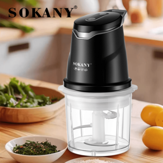 SOKANY 多功能迷你食品电动蒜蓉机，便携式不锈钢电动切肉机，蔬菜切丝机，适用于辣椒、坚果和肉类的研磨机，电动切丝机，蔬菜、辣椒和肉类研磨机，食物粉碎机，双速重型肉类、蔬菜、食物切丝机，易于清洁的设计，厨房小工具，操作简单，快速见效