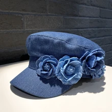 1pc Cowboy Rose Flower Navy Hat/Newsboy Hat, Retro Holiday Style, Eye-Catching And Versatile, A Must-Have For Going Out, Parties, Dates, Multiple Colors Available