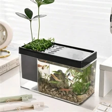 1 Stück multifunktionaler transparenter Schreibtischaquarium und Blumentopf - Doppelnutzung, geeignet für kleine Goldfische und Amphibien - Mini Kampffischbecken, Büro Schreibtisch Kleinfischbecken, Stifthalter Aufbewahrungsfischbecken - Schaffe eine andere Schreibtischlandschaft