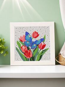 Blumen und Schmetterlinge Diamantmalerei-Set für Erwachsene & Anfänger - 15x15cm 5D Voll-Bohrstellen Wandkunst, Diamant-Art DIY Bastelbedarf mit Diamant-Art Zubehör (Kunst und Handwerk, DIY Wandkunst, Bastelset, Basteln für Erwachsene)