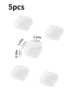 1 pieza/5 piezas/10 piezas/20 piezas Caja de almacenamiento de joyas simple y transparente, resistente a la oxidación, caja de almacenamiento de anillos portátil a prueba de polvo para mujer, organizador de almacenamiento, artículos esenciales de viaje, regreso a la escuela, almacenamiento de dormitorio, decoración de otoño