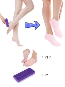 1 Pair Silicone Moisturizing Relief Socks, 1pair High Elastic Absorption Pressure Socks, Reusable Aloe Socks, Overnight SPA Sock, Anti-Slip Gel Heel Socks For Women Men Dry Skin Dry Feet Rough Skin, Home Foot Care, Use With Your Favorite Lotions, And Creams, Foot Scrubber, Feet Scrub, Gift For My Mother, Mother's Day, Travel Accessories, Socks Women, Callus Remover