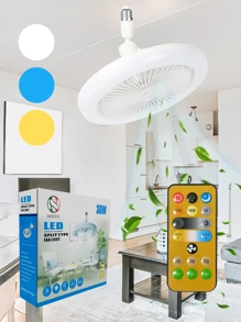 Ventilador Lámpara LED 30 Watts Alta Potencia e Iluminación Abanico con Socket con una Rotación de 360 Grados Multifuncional con 3 Tipos de Iluminación Luz Blanca Fría, Luz Neutra y Luz Cálida Control Remoto Aromaterapia Frescura Ideal para el Hogar