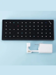 61pcs Nose Piercing Kit Including 1pc Disposable Nose Piercing Gun And 60pcs Straight Nose Stud Body Jewelry Tool Set - Multicolor - View 6