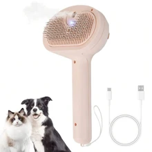 3-In-1 Steam Cat Brush With Water Spray Blue Light Disinfection - Usb Rechargeable, Self-Cleaning Pet Grooming Tool For Cats & Dogs