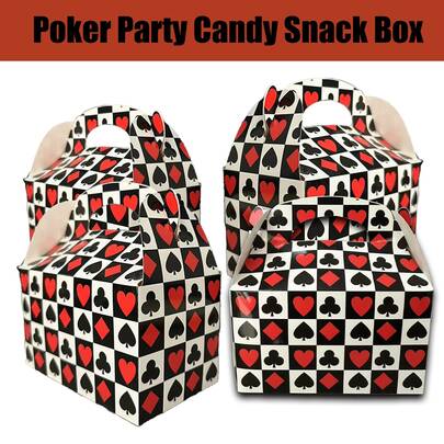 Caixa para festa com tema de cassino (6/12 peças), decorações de boas-vindas do cassino de Las Vegas, cartas de baralho de papel, presentes para festa de aniversário, baile de Ano Novo em Las Vegas