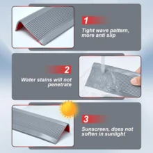 1 pezzo di 1m/3,3ft di battiscopa in gomma per scale, protezione antiscivolo autoadesiva per bordi gradini, coprinaso adesivo per scale interne ed esterne
