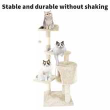 Tall Cat Tree Tower Scratching Post Cat Activity Centre For Indoor Cats 112cm - Beige - View 3
