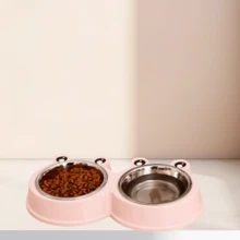 Stainless Steel Cartoon Double Bowls For Pets Dogs And Cats - Multicolor - View 4