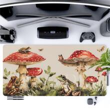 Mushrooms & Frog Vintage Whimsical Woodland Mouse Pad, Cottagecore Nature Inspired Office Decor, Boho Forestcore Desk Mat, Gift For Students School Supplies, Back To School - Multicolor - View 3
