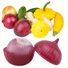 1 pieza Contenedor de almacenamiento de cebolla, caja de almacenamiento con forma de verdura con tapa sellada, herramienta de cocina pequeña a prueba de olores para la preservación de cebollas, ahorra espacio para el hogar y restaurantes - Morado - Ver 4