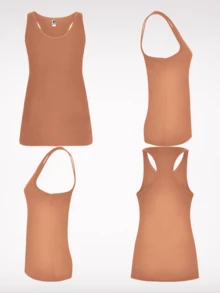 Roly Camiseta BRENDA Mujer Espalda Nadadora (Envío en 48 horas) – Variedad de tallas y colores – Naranja Clay (1), Verde Mist (1) – Pack de 2 unidades – ajuste entallado, espalda deportiva, escote y sisas ribeteadas, tejido transpirable, ideal para verano, deporte, looks casuales, layering o personalización – camiseta sin mangas, top mujer, ropa deportiva, básica verano, racerback - Arcilla naranja y verde niebla - Ver 5