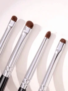 4件套化妆刷套装，包含眼影刷、高光刷、鼻影刷、眉刷 - 柔软亲肤的化妆工具，便携式旅行化妆套装，眉刷、眼影刷、螺旋刷、螺旋刷