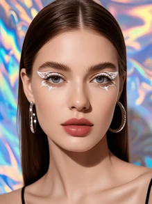 1 pièce Nouveau sticker de maquillage pour les yeux 3D holographique au laser, tatouage temporaire réaliste pour les yeux, look de maquillage décontracté, style européen et américain