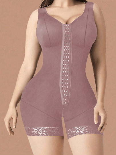 1pc Women's Full Body Shaper With Zipper Crotch, Gently Flattering Waist And Hips