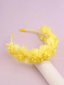 1pc Elegant Yellow 3D Flower Headband - Yellow - View 4