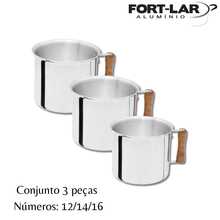 Polished Mug Set With Wooden Handle 3 Pcs. No. 12/14/16 - 拋光 - 查看 4