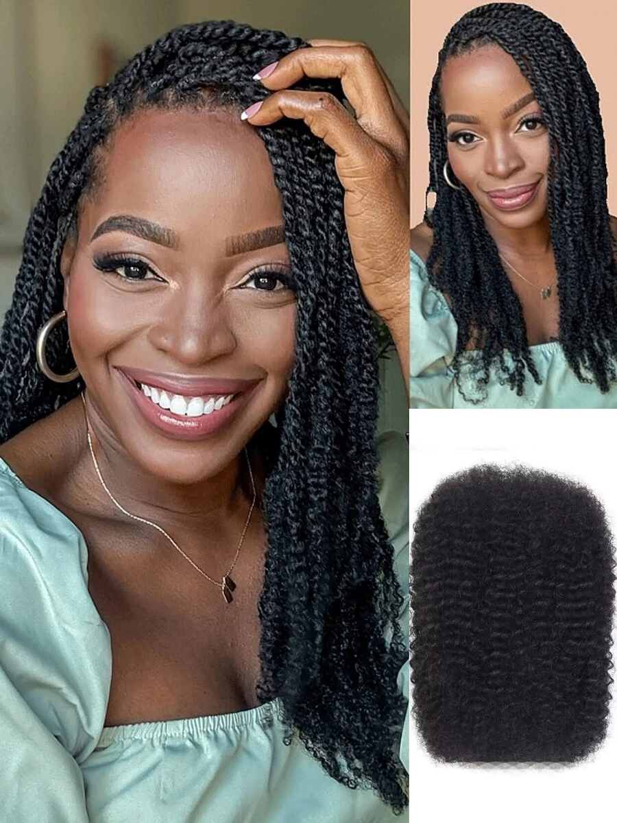 Afro Kinky Bulk Human Hair | 50g/Pack | Natural Black | For Dreadlock Extensions & Locs Repair | Perfect For Mini Twist, Micro Locs, Twists & Braids | Permanent Styling Solution | Kinky Curly Human Hair Bundles