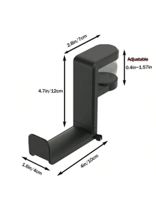 Multifunctional Hook, No Drill Required Hook, 360 Degree Rotatable Headphone Holder - Headphone Stand, Adjustable Clamp Headphone Hanger Under Desk, With Cable Clip (Max Weight 2.2lbs)