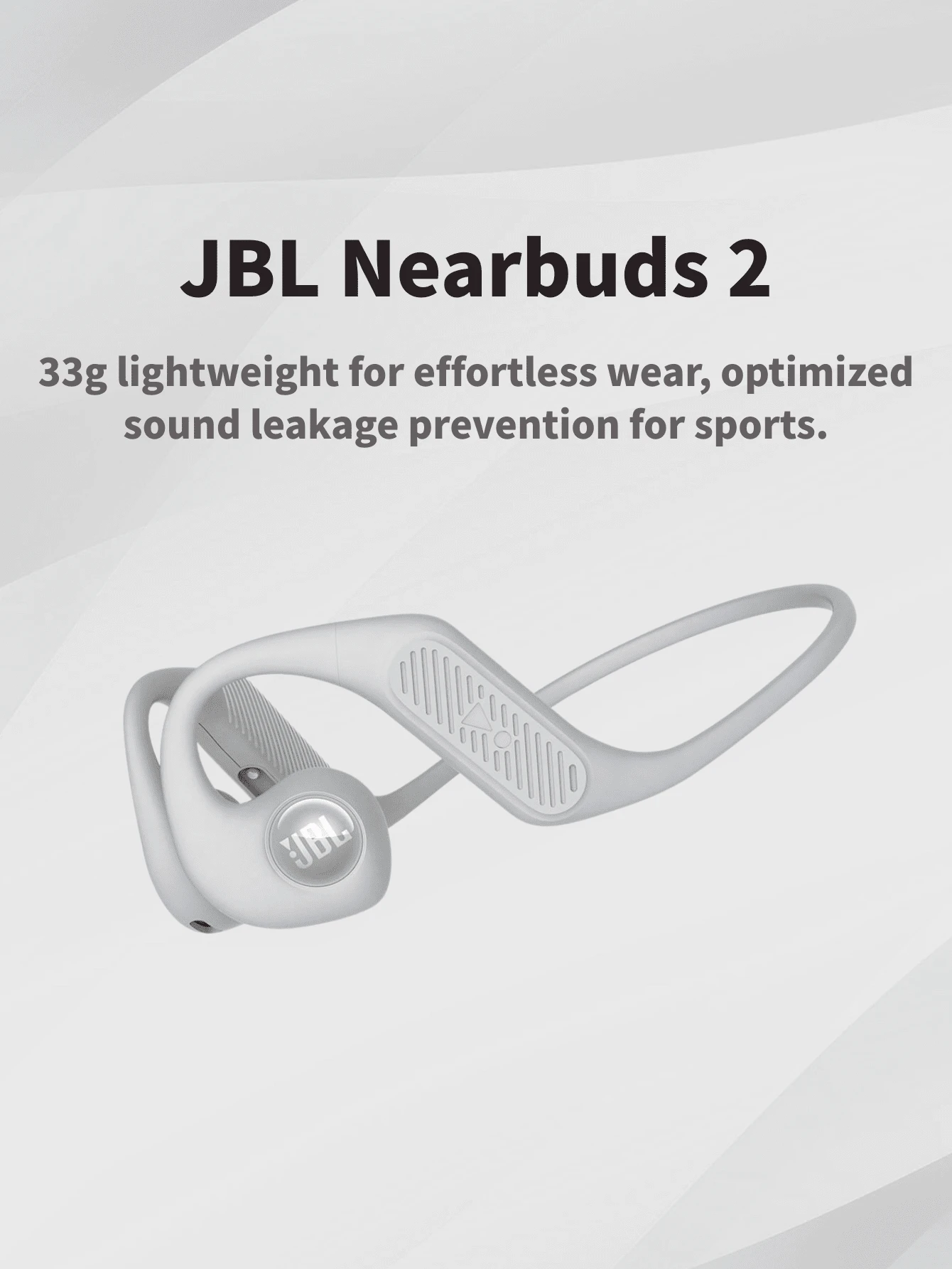 JBL Nearbuds 2 开放式无线蓝牙耳机，骨传导升级空气传导，耳挂式运动耳机 - 灰色