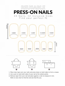 24 件长方形甜美粉色渐变豹纹印花，带 3D 花卉和金色花朵装饰，按压式指甲套装，含果冻胶和指甲锉，适合女士派对和日常佩戴，按压式指甲，美甲用品，指甲 - 粉色 - 查看 9