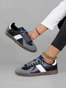 Chaussures décontractées à semelle souple de berger allemand, Baskets plates à lacets et bout rond pour hommes