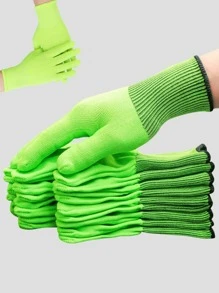 5 sztuk fluorescencyjnych kolorowych rękawic roboczych, zielone lekkie oddychające rękawice ogrodnicze, cienkie oddychające rękawice ochronne, odpowiednie do cięcia, gotowania, dla mężczyzn i kobiet