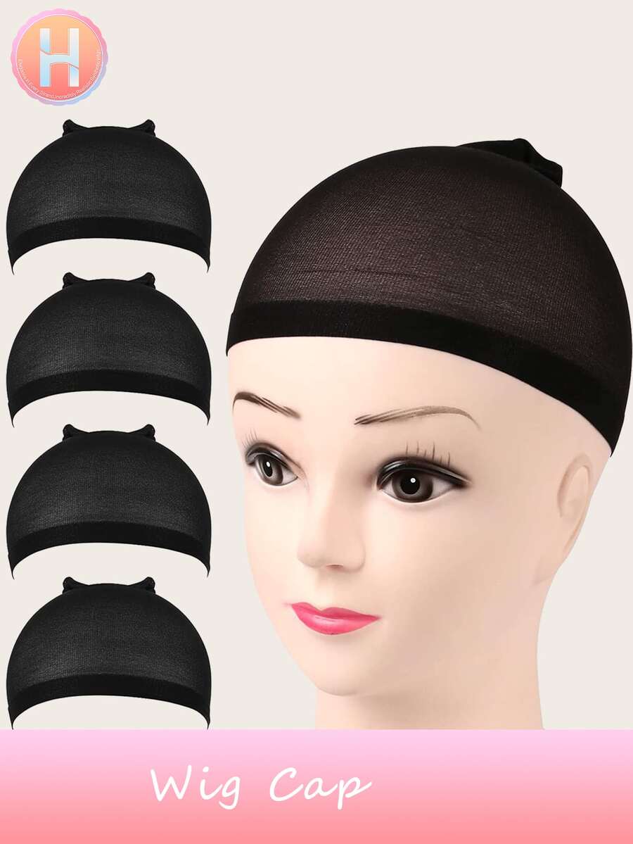 2pcs Top Stocking Wig Cap Hair Net For Weave Hair Wig Nets Black/Brown/Skin Stretch Mesh Wig Cap For Making Wigs Free Size - Black - View 1