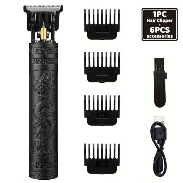USB Multi-Function Hair Clipper, Hair Clipper. 400mAh Lithium Battery, Compact And Portable, Professional-Grade Stainless Steel Cutter Head, The Blade Can Be Cleaned With A Cleaning Brush, Equipped With 4 Professional Trimming Accessories, The Body Embossed Design, Suitable For A Variety Of Scenes, Hairstyles, Armpit Hair, Leg Hair Can Be Trimmed. It Can Be Used By Both Men And Women.