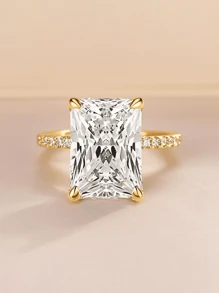 4ct Radiant Cut Cubic Zirconia Ring, Princess Cut 4-Prong S925 Silver Band, Women's Engagement/Promise Ring, Gift For Her