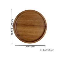 1pc Wooden Round Tray, Sushi & Dessert Serving Platter, Wooden Decorative Jewelry Storage Tray, Suitable For Bathroom Vanity, Farmhouse Style Coffee Table Decor, Round Wooden Plate