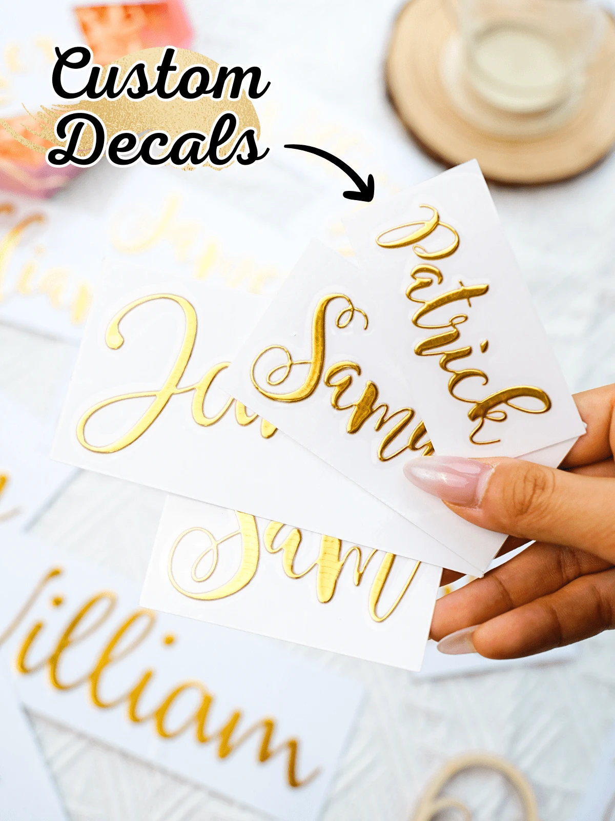 Personalized Name Tag Stickers, Water Bottles, Lunch Boxes, Glasses, Balloons, Calligraphy Stickers, Gift Box Decorations, Wedding Favors, Bridesmaid Proposal Boxes, Birthday, Party Decorations, Custom Vinyl Decals - Style2-gold - View 1