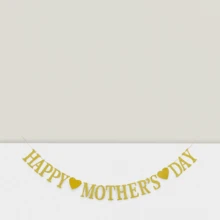 Bandera del Día de la Madre brillante en dorado - No DIY para fotomatón de mamá y fotos - Dorado - Ver 1