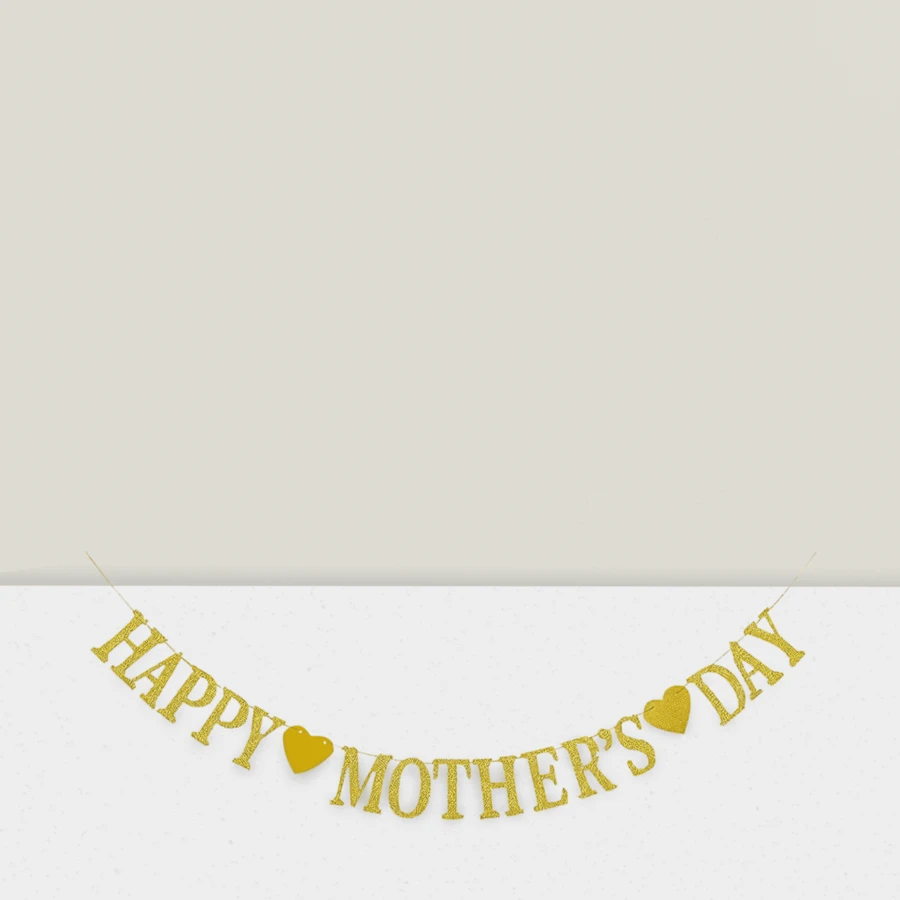 Bandera del Día de la Madre brillante en dorado - No DIY para fotomatón de mamá y fotos - Dorado - Ver 1