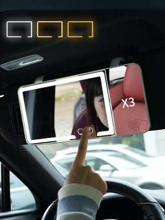 Miroir de maquillage portable pour voiture - 3 modes d'éclairage, longue durée de vie de la batterie, vue non obstructive, design compact, utilisation polyvalente - parfait pour les retouches en déplacement, l'application de maquillage - idéal pour la voiture, l'intérieur, les voyages, les trajets, les pique-niques, les rassemblements, etc. - également un cadeau parfait pour les meilleures amies, les petites amies, les anniversaires, les fêtes, les célébrations.