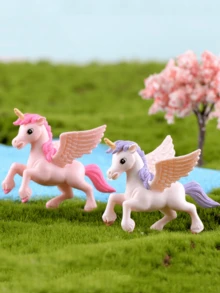 4pcs/Set Colorful PVC Pegasus Cute Model, Cartoon Character & Succulent Plant Assembly Decor, Party Decoration & Gift - Multicolor - View 14