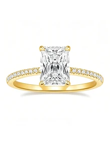 4ct Radiant Cut Cubic Zirconia Ring, Princess Cut 4-Prong S925 Silver Band, Women's Engagement/Promise Ring, Gift For Her