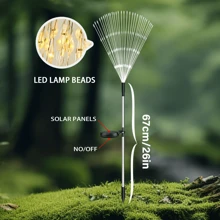 1pc Solar Powered Outdoor Fireworks Waterproof Light, Suitable For Garden, Terrace, Balcony, Lawn, Outdoor Camping, Romantic Atmosphere Decor For Valentine's Day, New Year, Wedding, 8 Lighting Modes, Available In Colorful, Warm White, White, 60/150/200/240 LEDs